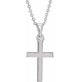 14K White Cross 18" Necklace