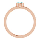 14K Rose 4 mm Natural Blue Zircon Ring