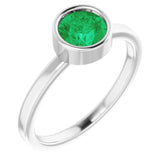 Platinum 6 mm Natural Emerald Ring