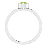 Rhodium-Plated Sterling Silver 5 mm Imitation Peridot Ring