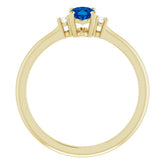 14K Yellow Lab-Grown Blue Sapphire & .04 CTW Natural Diamond Ring