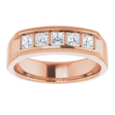 14K Rose 3/4 CTW Natural Diamond Milgrain Band