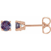 14K Rose 4 mm Lab-Grown Alexandrite Earrings
