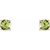 14K Rose 4 mm Natural Peridot Earrings