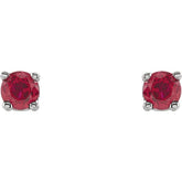 14K White 2.5 mm Lab-Grown Ruby Earrings
