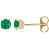 14K Yellow Gold 2.5 mm Lab-Grown Emerald Earrings