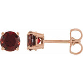 14K Rose 5 mm Natural Mozambique Garnet Earrings