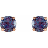 14K Rose 5 mm Lab-Grown Alexandrite Earrings