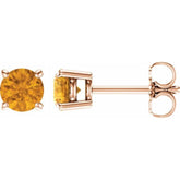 14K Rose 5 mm Natural Citrine Earrings