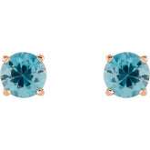 14K Rose 5 mm Natural Blue Zircon Earrings