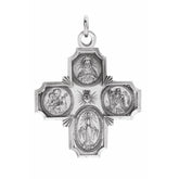 Sterling Silver 30x29 mm Four-Way Cross Medal