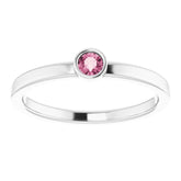 14K White 3 mm Natural Pink Tourmaline Ring