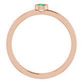14K Rose 3 mm Lab-Grown Emerald Ring