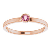 14K Rose 3 mm Natural Pink Tourmaline Ring