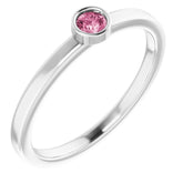 Platinum 3 mm Natural Pink Tourmaline Ring
