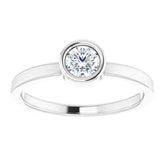14K White 4.5 mm Natural White Sapphire Ring
