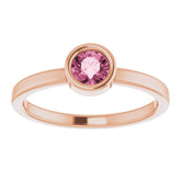 14K Rose 4.5 mm Natural Pink Tourmaline Ring