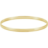 14K Yellow Gold Engravable 4 mm Half Round Bangle 7 1/2" Bracelet