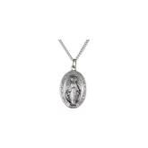 Sterling Silver 28.5x17.75 mm Oval Miraculous Medal 24" Necklace