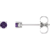 14K White 2.5 mm Natural Amethyst Earrings