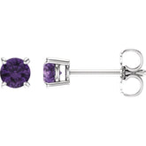 14K White 4 mm Natural Amethyst Earrings