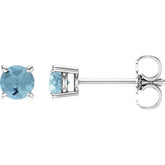 14K White 4 mm Natural Aquamarine Earrings