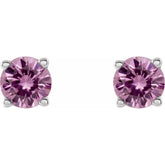 14K White 2.5 mm Natural Pink Sapphire Earrings