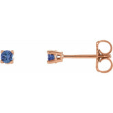 14K Rose 2.5 mm Natural Tanzanite Earrings