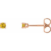 14K Rose 2.5 mm Natural Yellow Sapphire Earrings