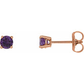 14K Rose 4 mm Natural Amethyst Earrings