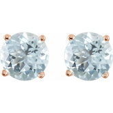 14K Rose 5 mm Natural Aquamarine Earrings