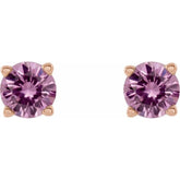 14K Rose 4 mm Natural Pink Sapphire Earrings