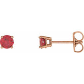 14K Rose 4 mm Natural Ruby Earrings