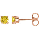 14K Rose 4 mm Natural Yellow Sapphire Earrings