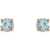 14K Rose 2.5 mm Natural Aquamarine Earrings