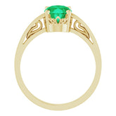 14K Yellow Lab-Grown Emerald Ring