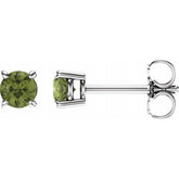 14K White 4 mm Natural Peridot Earrings