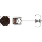 14K White 5 mm Natural Smoky Quartz Earrings