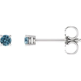 14K White 2.5 mm Natural Sky Blue Topaz Earrings