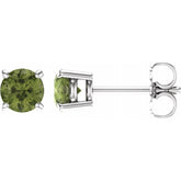 14K White 5 mm Natural Peridot Earrings