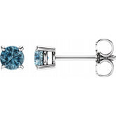 14K White 4 mm Natural Sky Blue Topaz Earrings