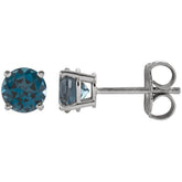 14K White 5 mm Natural London Blue Topaz Earrings