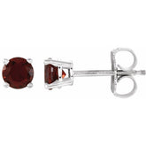 14K White 4 mm Natural Mozambique Garnet Earrings