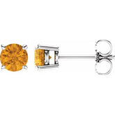 14K White 5 mm Natural Citrine Earrings