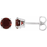 14K White 5 mm Natural Mozambique Garnet Earrings