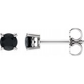 14K White 4 mm Natural Black Onyx Earrings