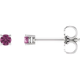 14K White 2.5 mm Natural Pink Tourmaline Earrings