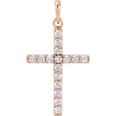 14K Rose 1/2 CTW Lab-Grown Diamond Cross Pendant