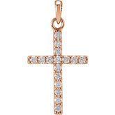 14K Rose 1/10 CTW Natural Diamond Cross Pendant