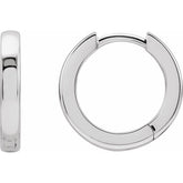 14K White Hinged 10 mm Hoop Earrings